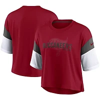 Haut court Performance Nike Tampa Bay Buccaneers Nickname Tri-Blend Rouge/Blanc pour Femme