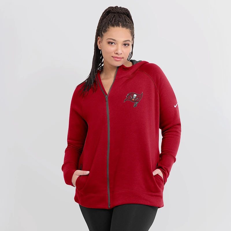 Women's Nike Red Tampa Bay Buccaneers Primetime Raglan Sleeve Full-Zip Hoodie