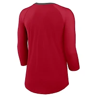 Women's Nike Red Tampa Bay Buccaneers Raglan 3/4 Sleeve T-Shirt