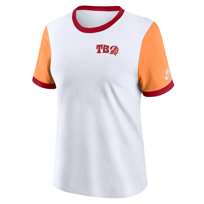 Women's Nike White/Orange Tampa Bay Buccaneers Rewind Ringer T-Shirt