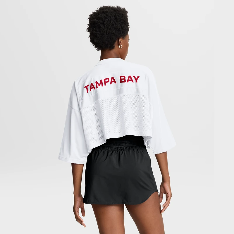 Women's Nike White Tampa Bay Buccaneers Primetime Cropped Mesh Dri-FIT Fashion Jersey