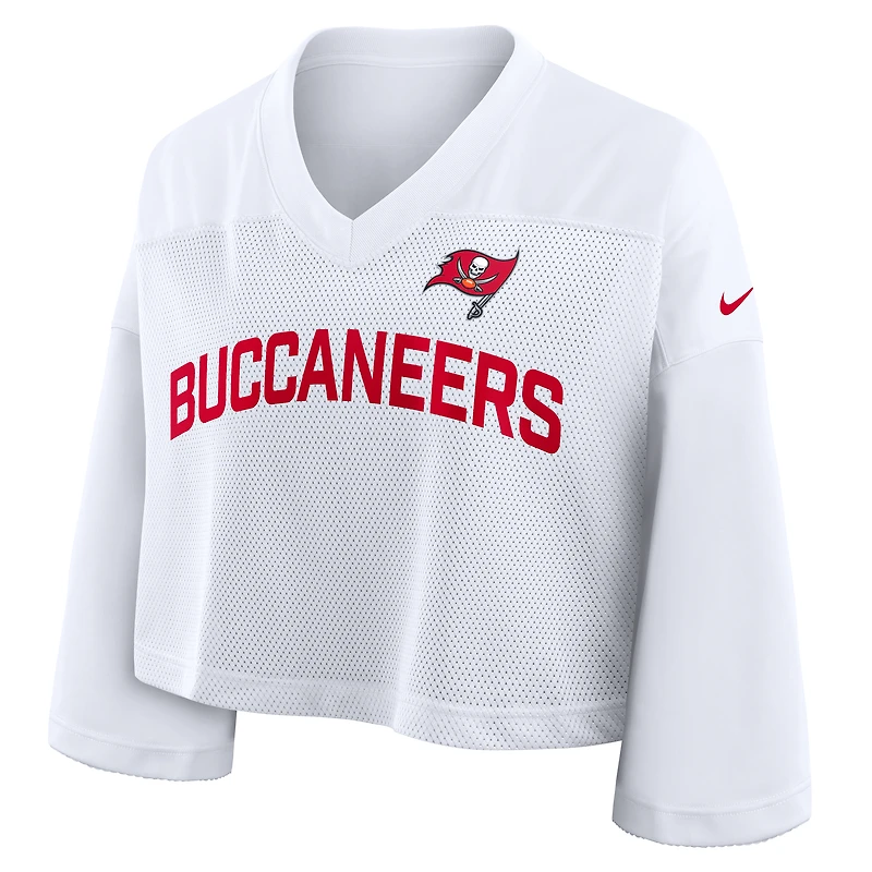 Women's Nike White Tampa Bay Buccaneers Primetime Cropped Mesh Dri-FIT Fashion Jersey