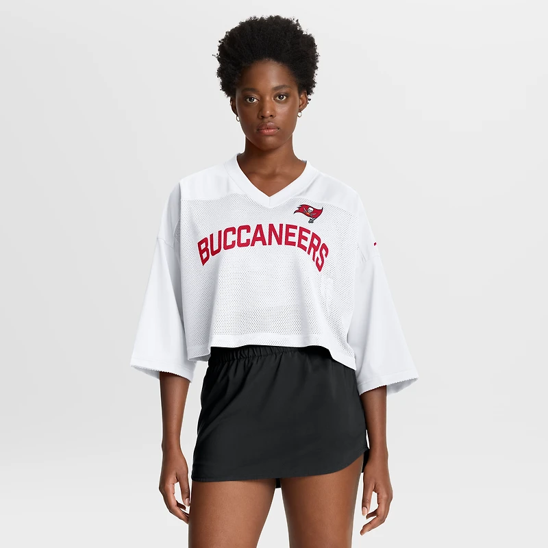Women's Nike White Tampa Bay Buccaneers Primetime Cropped Mesh Dri-FIT Fashion Jersey