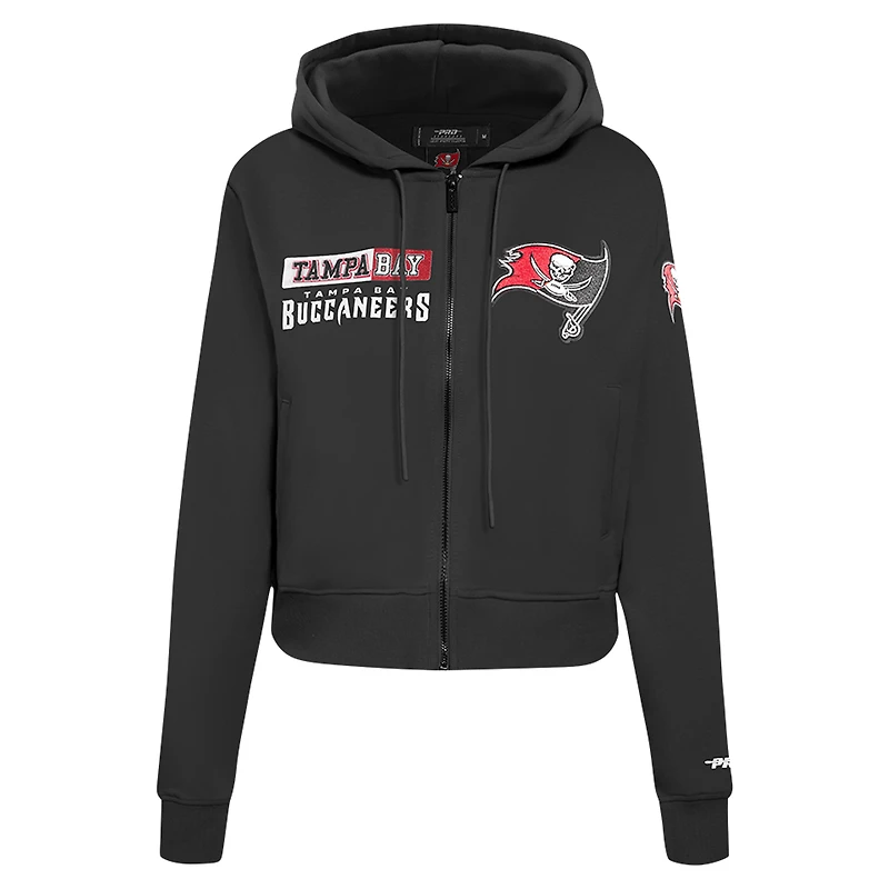 Sweat à capuche zippé logo fendu Pro Standard noir pour femme des Buccaneers de Tampa Bay