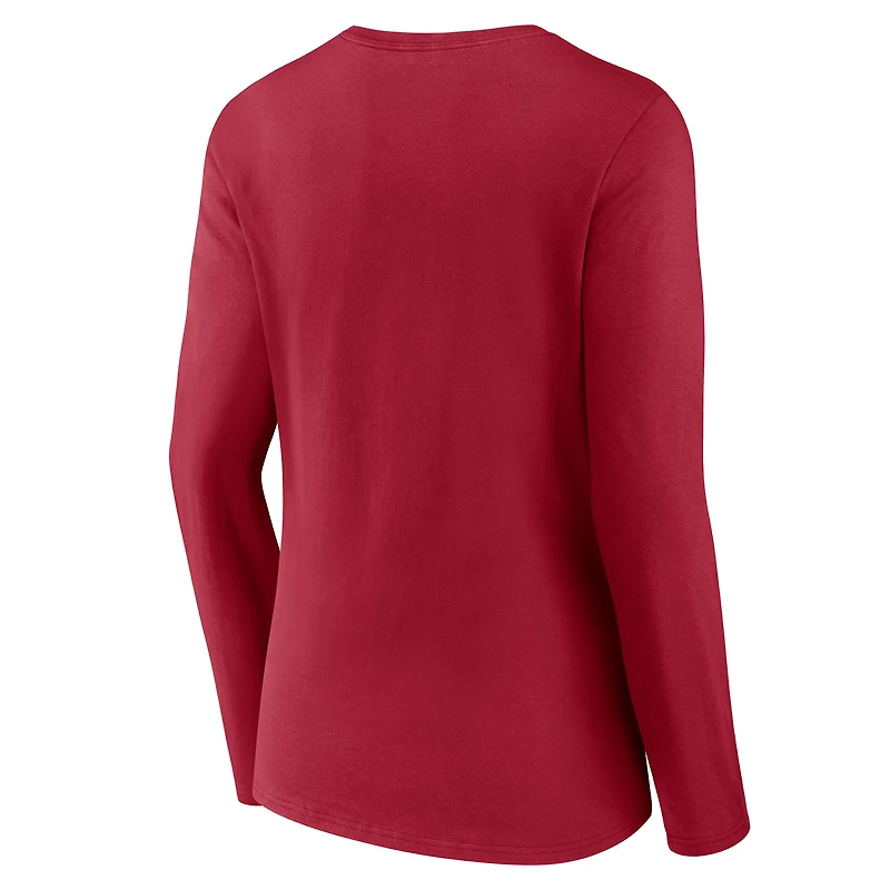 T-shirt rouge à manches longues et col en V pour femme Tampa Bay Buccaneers Hometown Sweep