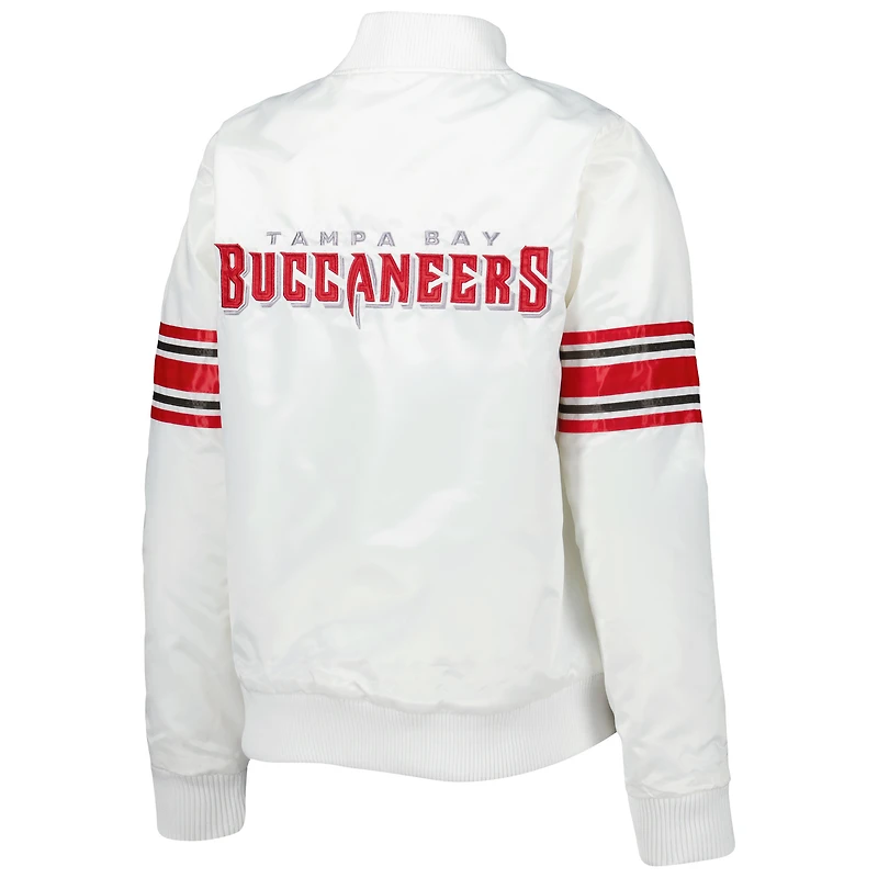 Women's Starter White Tampa Bay Buccaneers Line Up Satin Full-Snap Varsity Jacket
