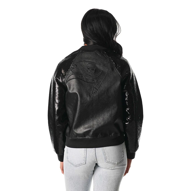Women's The Wild Collective  Black Tampa Bay Buccaneers Sequin Full-Zip Jacket