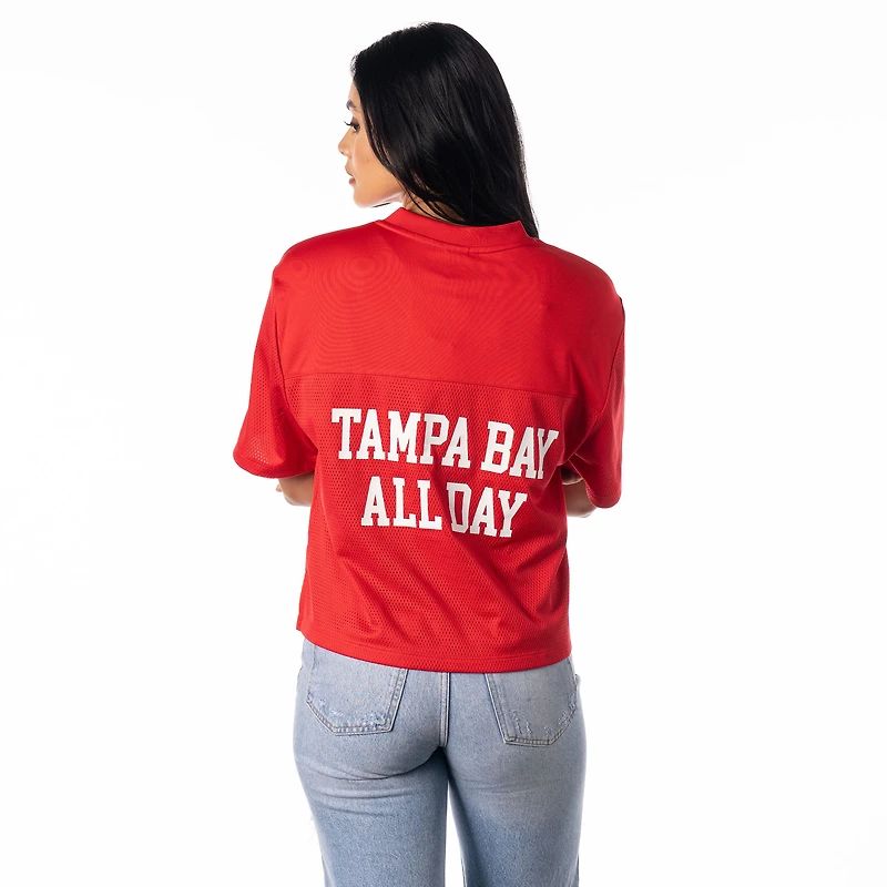 Women's The Wild Collective Red Tampa Bay Buccaneers Alternate V-Neck Fashion Jersey T-Shirt