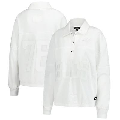 Women's The Wild Collective White Tampa Bay Buccaneers Mesh Mixed Media T-Shirt