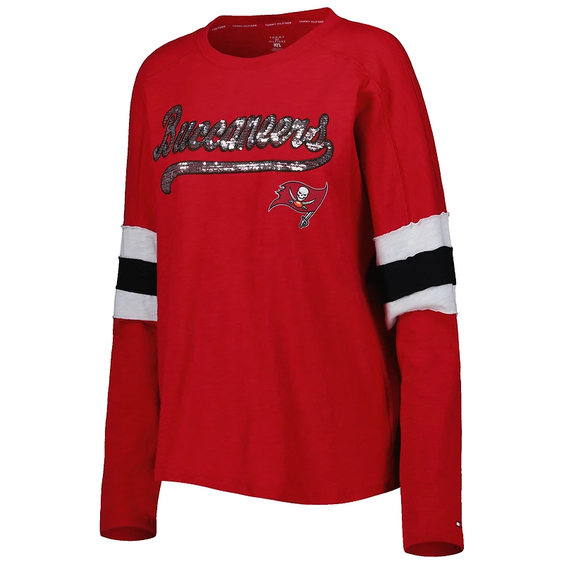 T-shirt tunique à manches longues Tommy Hilfiger Tampa Bay Buccaneers Justine rouge pour femme