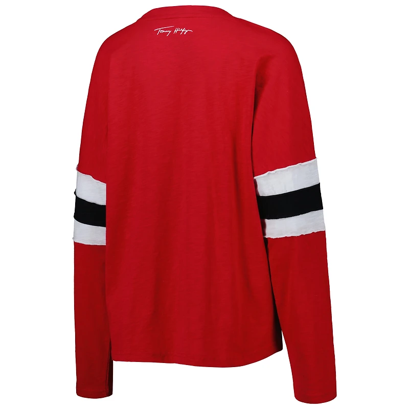 T-shirt tunique à manches longues Tommy Hilfiger Tampa Bay Buccaneers Justine rouge pour femme