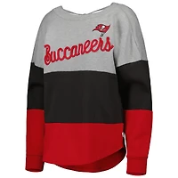 Sweat-shirt Touch Heather Grey/Red Tampa Bay Buccaneers Outfield Deep V-Back Waist Length Pullover pour femme
