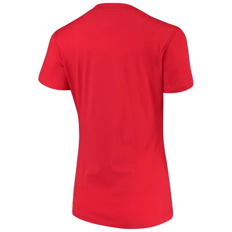 T-shirt à col en V Triple Play des Buccaneers de Tampa Bay Touch rouge pour femme