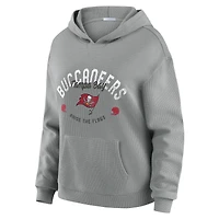 Women's WEAR by Erin Andrews Gray Tampa Bay Buccaneers Waffle-Knit Long Sleeve Hooded Shirt & Pants Lounge Set