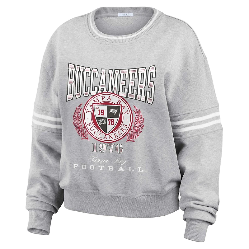 Women's WEAR by Erin Andrews Heather Gray Tampa Bay Buccaneers Cropped Pullover Sweatshirt