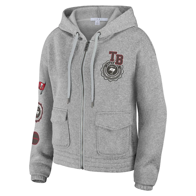 Women's WEAR by Erin Andrews Heather Gray Tampa Bay Buccaneers Full-Zip Hoodie