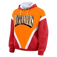 Women's WEAR by Erin Andrews Orange/Red Tampa Bay Buccaneers Retro Crinkle Full-Zip Hoodie Windbreaker