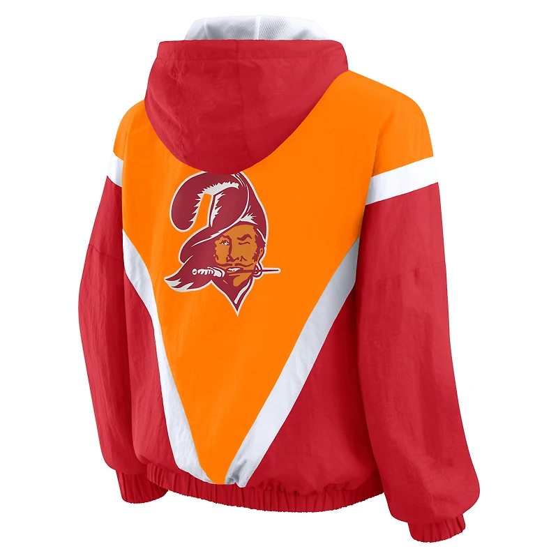 Women's WEAR by Erin Andrews Orange/Red Tampa Bay Buccaneers Retro Crinkle Full-Zip Hoodie Windbreaker