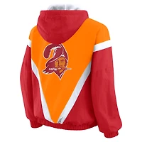 Women's WEAR by Erin Andrews Orange/Red Tampa Bay Buccaneers Retro Crinkle Full-Zip Hoodie Windbreaker