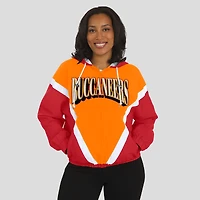 Women's WEAR by Erin Andrews Orange/Red Tampa Bay Buccaneers Retro Crinkle Full-Zip Hoodie Windbreaker