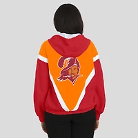 Women's WEAR by Erin Andrews Orange/Red Tampa Bay Buccaneers Retro Crinkle Full-Zip Hoodie Windbreaker