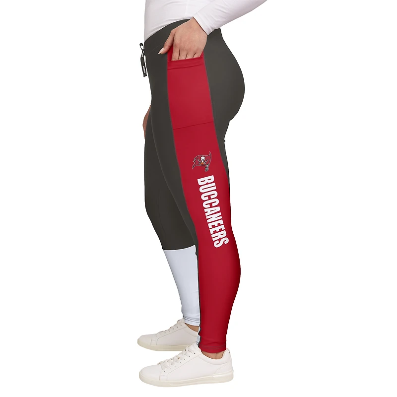 Women's WEAR by Erin Andrews Pewter/Red Tampa Bay Buccaneers Color-Block Leggings