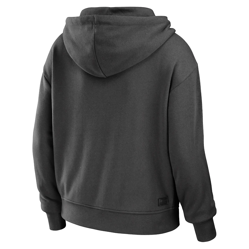 Women's WEAR by Erin Andrews Pewter/White Tampa Bay Buccaneers Color Block Light Weight Modest Crop Full-Zip Hoodie