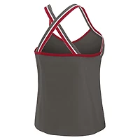 Women's WEAR by Erin Andrews Pewter Tampa Bay Buccaneers Cross Strap Tri-Blend Tank Top