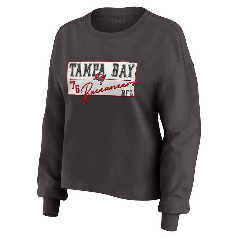 Ensemble de détente pour femme WEAR by Erin Andrews, maillot rugby épais en étain des Buccaneers Tampa Bay, t-shirt à manches longues et short