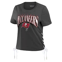T-shirt court à lacets sur le côté pour femme WEAR by Erin Andrews Pewter Tampa Bay Buccaneers