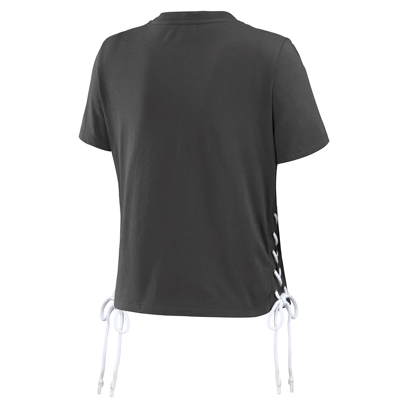 T-shirt court à lacets sur le côté pour femme WEAR by Erin Andrews Pewter Tampa Bay Buccaneers
