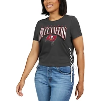T-shirt court à lacets sur le côté pour femme WEAR by Erin Andrews Pewter Tampa Bay Buccaneers