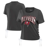 T-shirt court à lacets sur le côté pour femme WEAR by Erin Andrews Pewter Tampa Bay Buccaneers