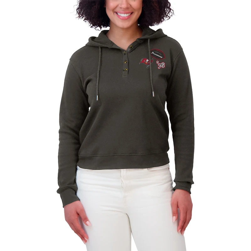 Women's WEAR by Erin Andrews Pewter Tampa Bay Buccaneers Waffle Hoodie Pullover Top