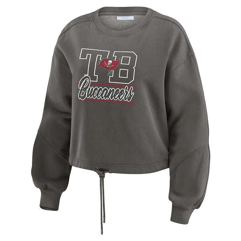 Ensemble de détente pour femme WEAR by Erin Andrews Pewter Tampa Bay Buccaneers en molleton délavé avec t-shirt à manches longues et short