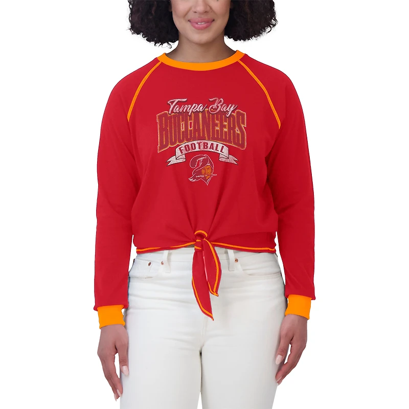 Women's WEAR by Erin Andrews Red/Orange Tampa Bay Buccaneers Plus Tie-Front Long Sleeve Top