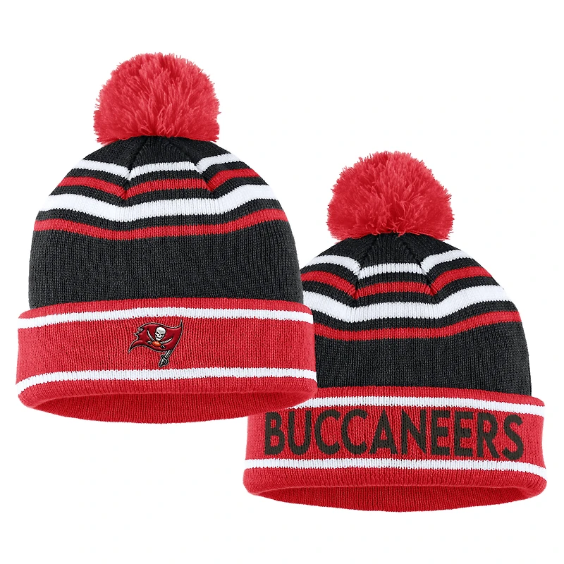 Women's WEAR by Erin Andrews Rouge Tampa Bay Buccaneers Bonnet en tricot à revers colorblock avec pompon et écharpe