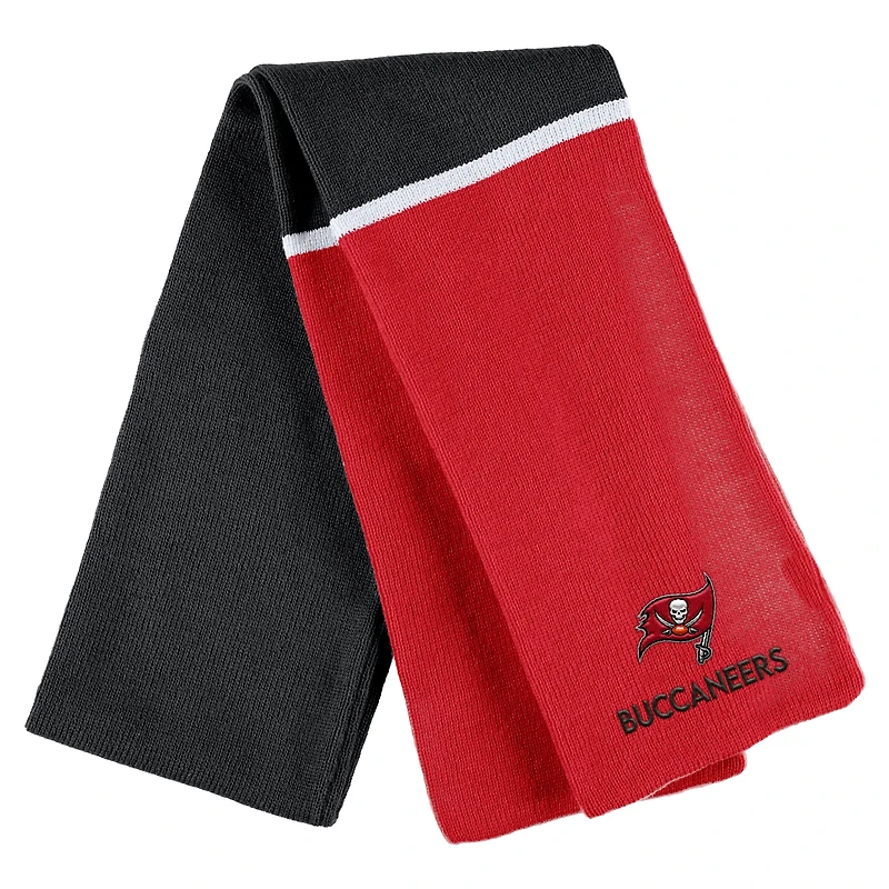 Women's WEAR by Erin Andrews Red Tampa Bay Buccaneers Colorblock Cuffed Knit Hat with Pom and Scarf Set