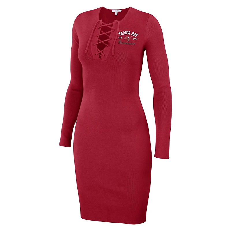 Robe à lacets manches longues rouge Tampa Bay Buccaneers pour femme WEAR by Erin Andrews