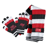 Women's WEAR by Erin Andrews Tampa Bay Buccaneers Striped Scarf & Gloves Set