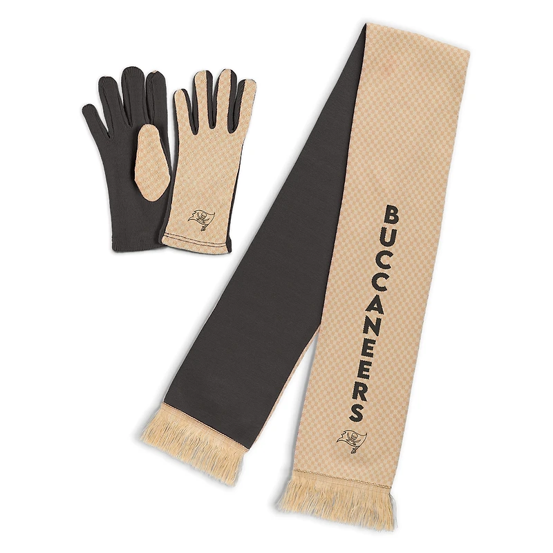 Ensemble écharpe et gants à micro-carreaux ton sur ton pour femme WEAR by Erin Andrews des Tampa Bay Buccaneers