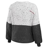 Women's WEAR by Erin Andrews  White/Pewter Tampa Bay Buccaneers Lighweight Modest Crop Color-Block Pullover Sweater