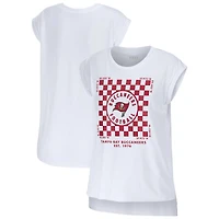 Women's WEAR by Erin Andrews White Tampa Bay Buccaneers Checker Muscle Tank Top