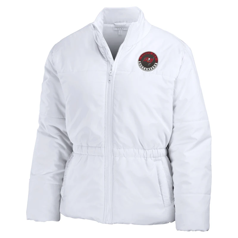 WEAR by Erin Andrews - Doudoune blanche à fermeture éclair intégrale Packaway des Buccaneers de Tampa Bay pour femmes