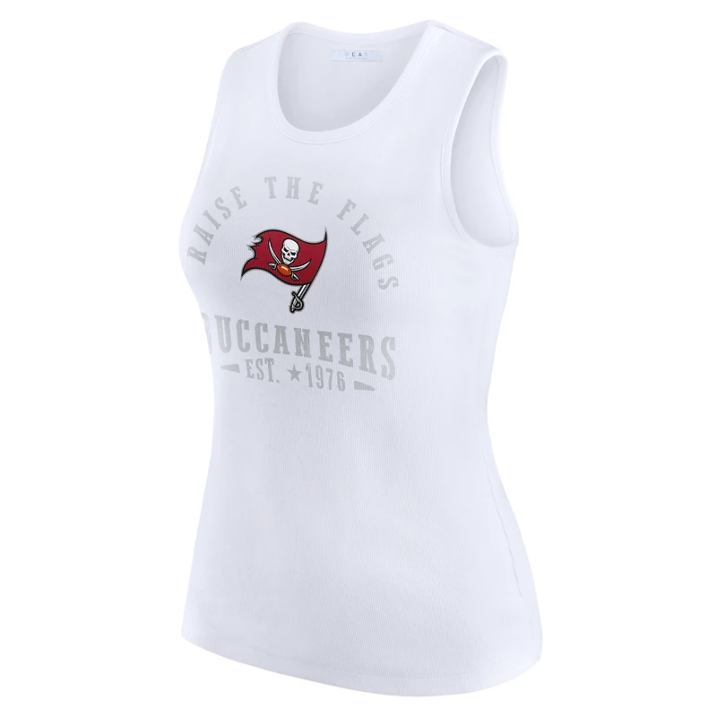 Women's WEAR by Erin Andrews  White Tampa Bay Buccaneers Ribbed Graphic Tank Top