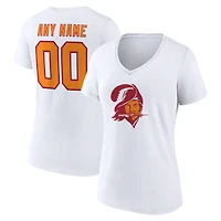 T-shirt blanc authentique classique à col en V pour femmes des Buccaneers de Tampa Bay, avec nom et numéro personnalisés