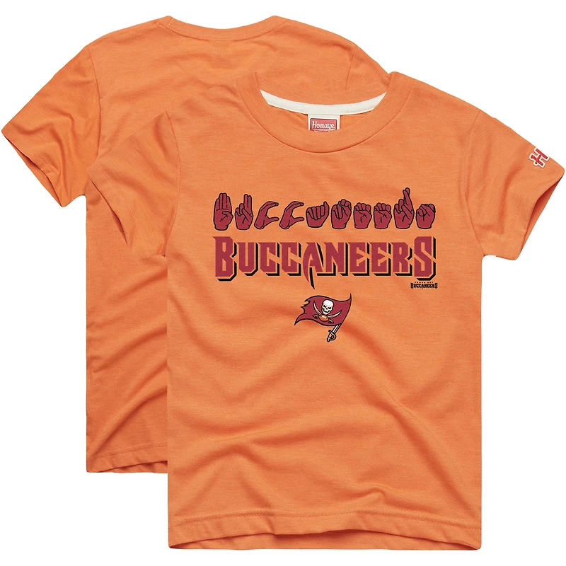 Youth Homage Orange Tampa Bay Buccaneers Love Sign x ASL 2.0 Tri-Blend T-Shirt