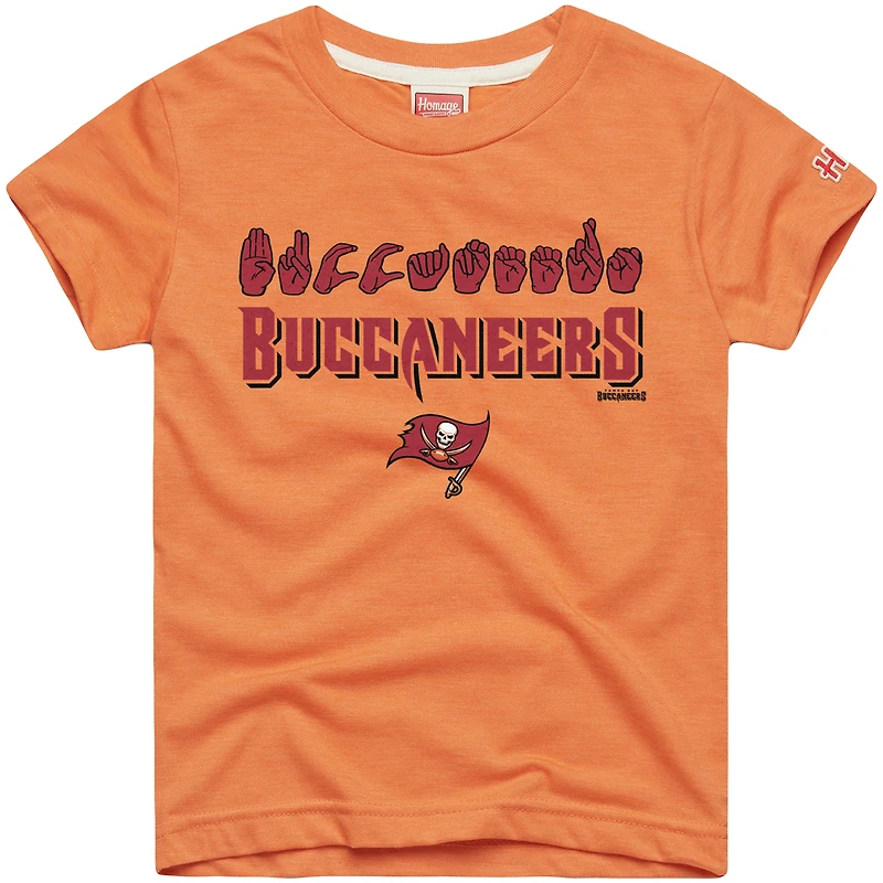 T-shirt orange hommage jeunesse Love Sign x ASL 2.0 des Tampa Bay Buccaneers