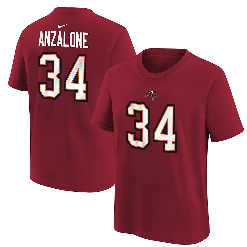 T-shirt Nike pour enfant Alex Anzalone rouge des Buccaneers de Tampa Bay, nom et numéro