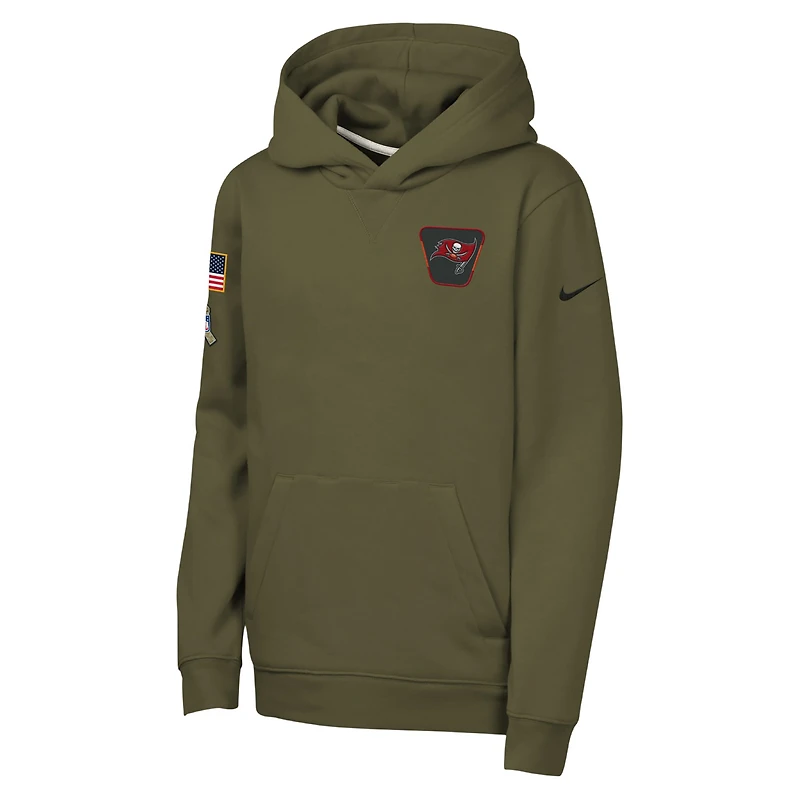 Youth Nike Olive Tampa Bay Buccaneers 2025 Salute to Service Club Fleece Hoodie